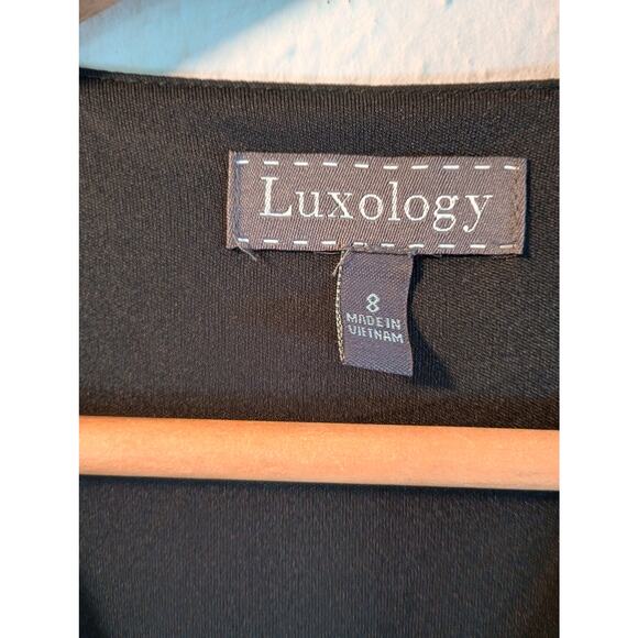 Luxology Women's V Neck Dress Long Sleeve Size 8 Black Pink Floral Short Lined - Picture 4 of 8